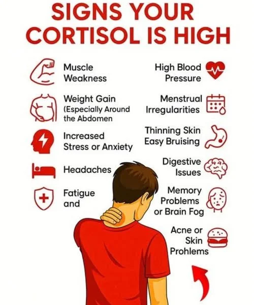Person experiencing signs of high cortisol levels due to stress