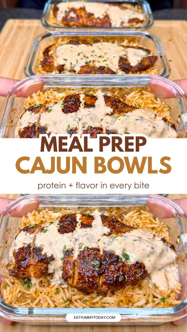 Creamy Cajun Chicken and Rice Bowls for high-protein meal prep