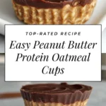 Delicious Peanut Butter Protein Oatmeal Cups in a wooden bowl