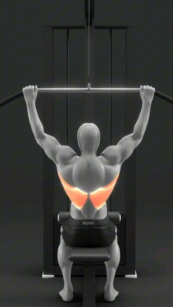 Lat Pulldown Workout 3 Person performing a Lat Pulldown exercise at the gym for back strength