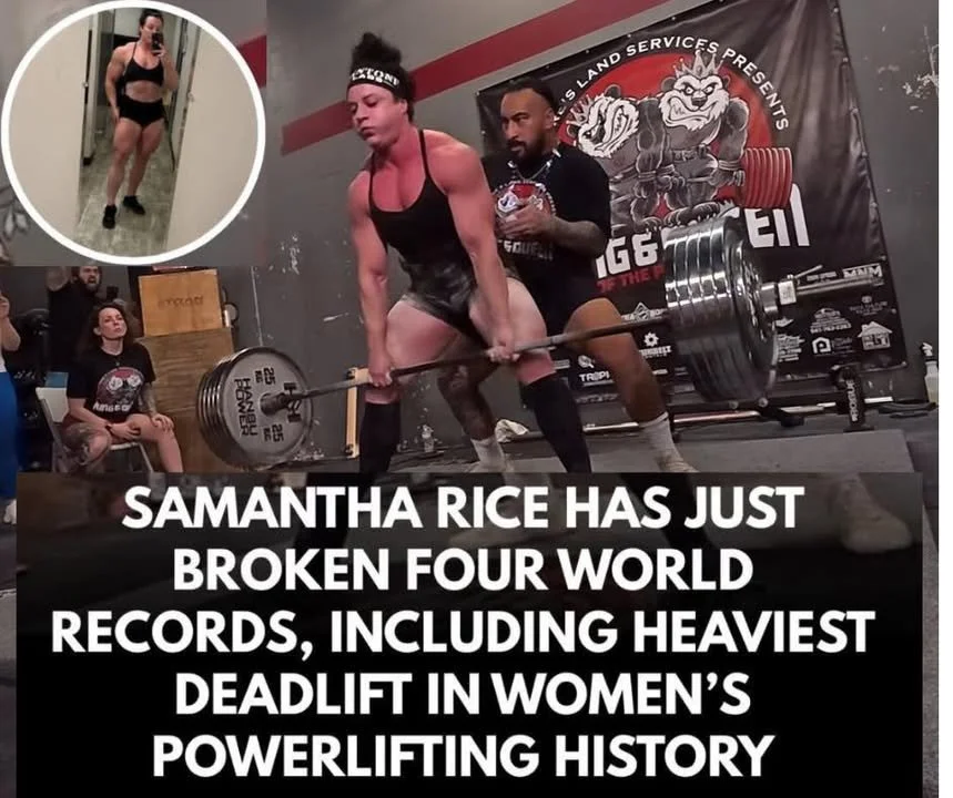 Samantha Rice, the strongest woman, lifting 297.5KG weight