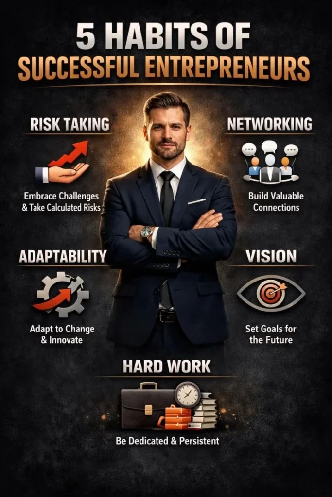 Successful entrepreneurs sharing habits for building an empire