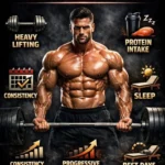 6 Science-Backed Secrets to Build Muscle Fast for Men | Ultimate Gains Guide 19 Man lifting weights to build muscle quickly and effectively with scientific methods.