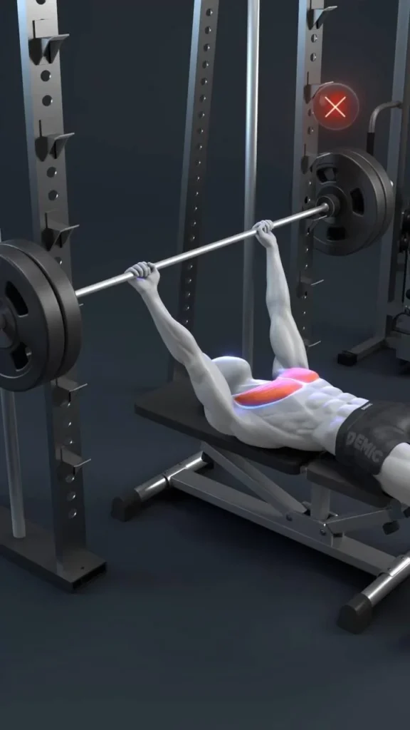Person demonstrating proper bench press form with attention to joint health.