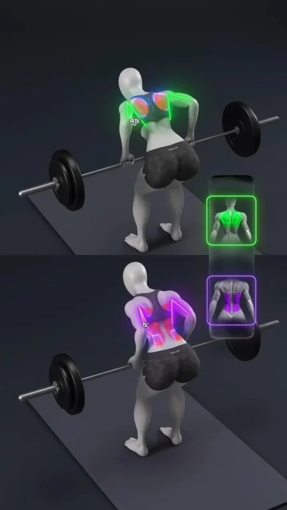 Barbell row technique for improving back width and thickness