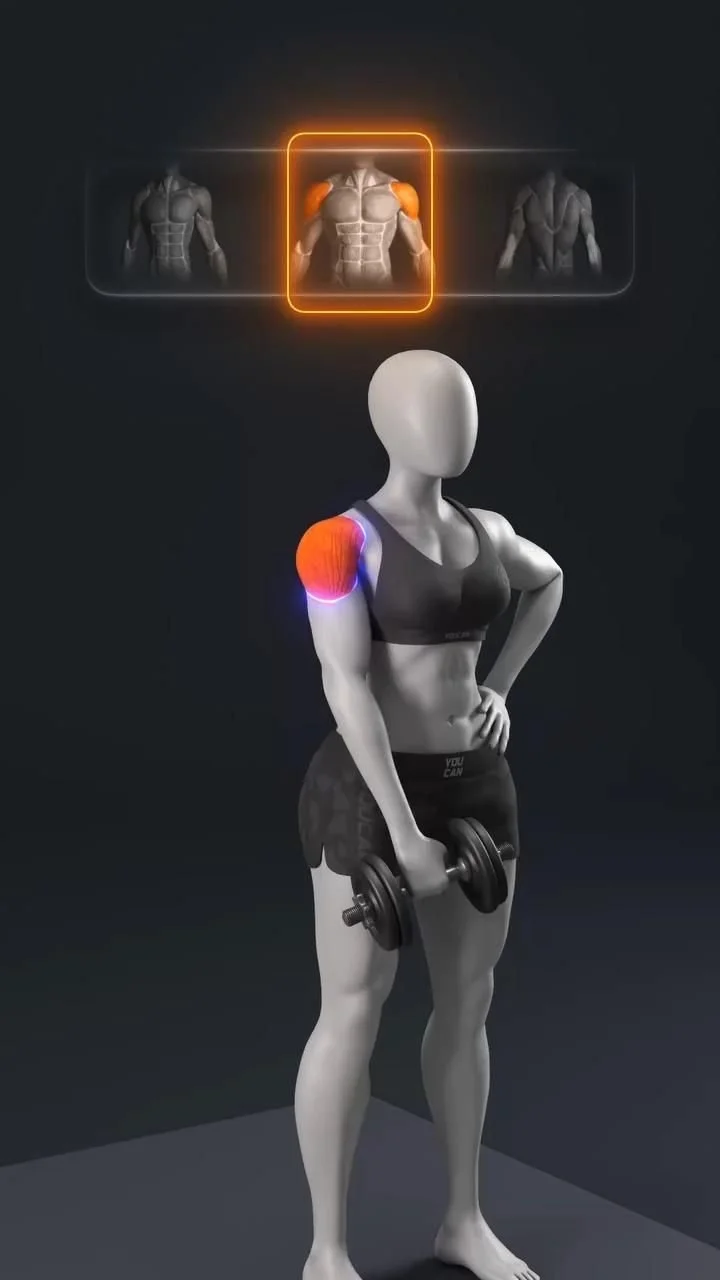 A woman performing various dumbbell shoulder exercises for strong delts.