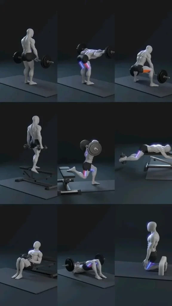 Intense leg workout routine featuring squats and lunges for strength building