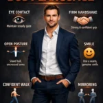 Person demonstrating confident body language techniques.