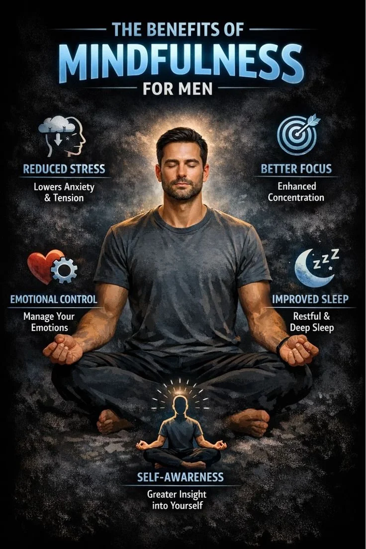 Mindfulness practices for men seeking inner calm and clarity in a busy world.