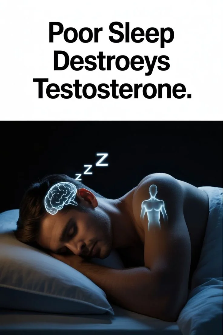 Man experiencing sleep issues and its effect on testosterone levels.