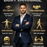 A person demonstrating non-verbal communication techniques for confidence.