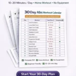 30 Day ABS Workout Calendar for a flat stomach plan at home