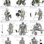 Illustration of a man performing biceps workout with dumbbells