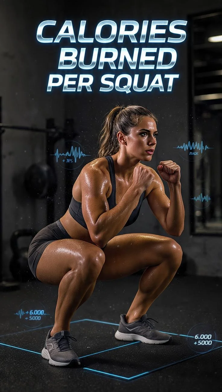 Infographic showing calories burned per squat for effective leg day workouts.