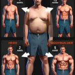 Person lifting weights during bodybuilding training session