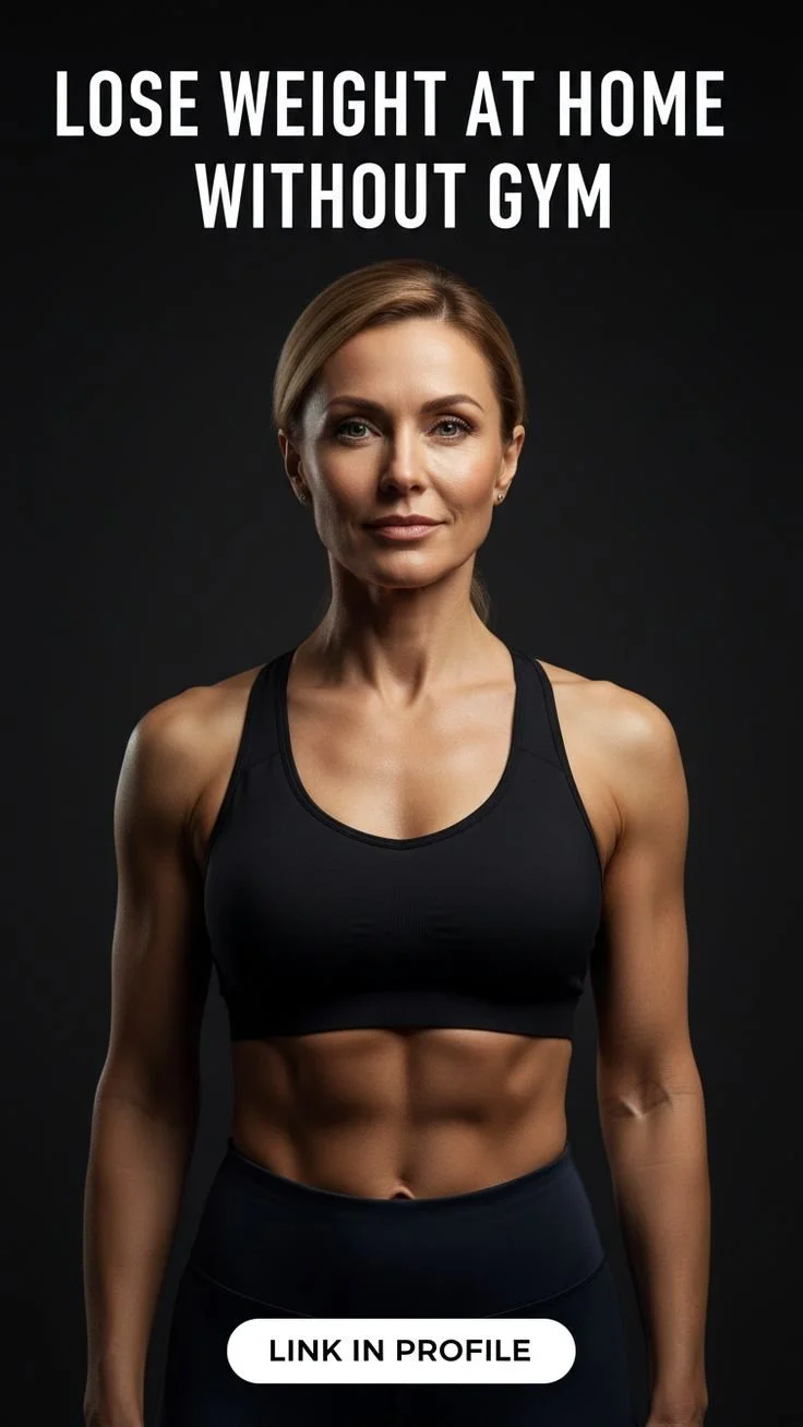 Woman exercising at home to lose weight without a gym