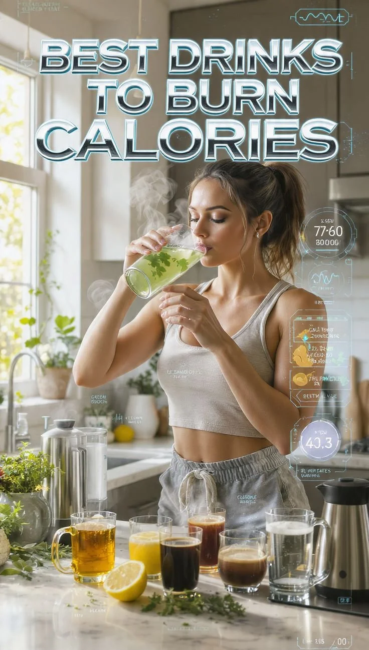 Variety of thermogenic drink recipes with herbs and spices for calorie burning