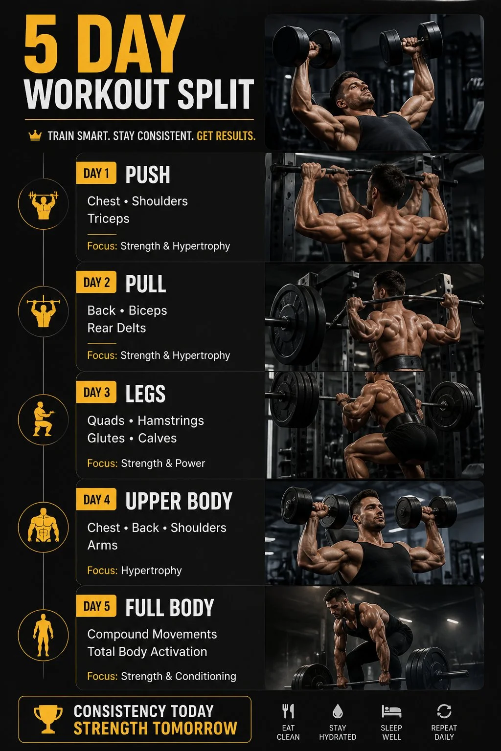5 days workout split