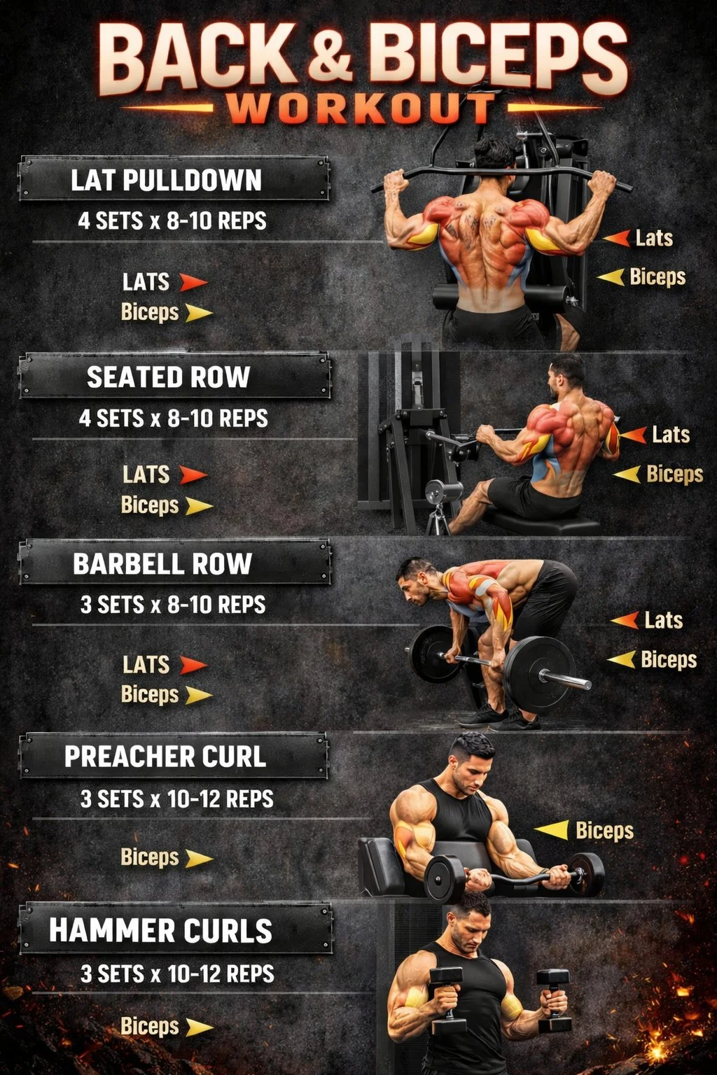 Effective back and biceps workout for strength training and muscle definition