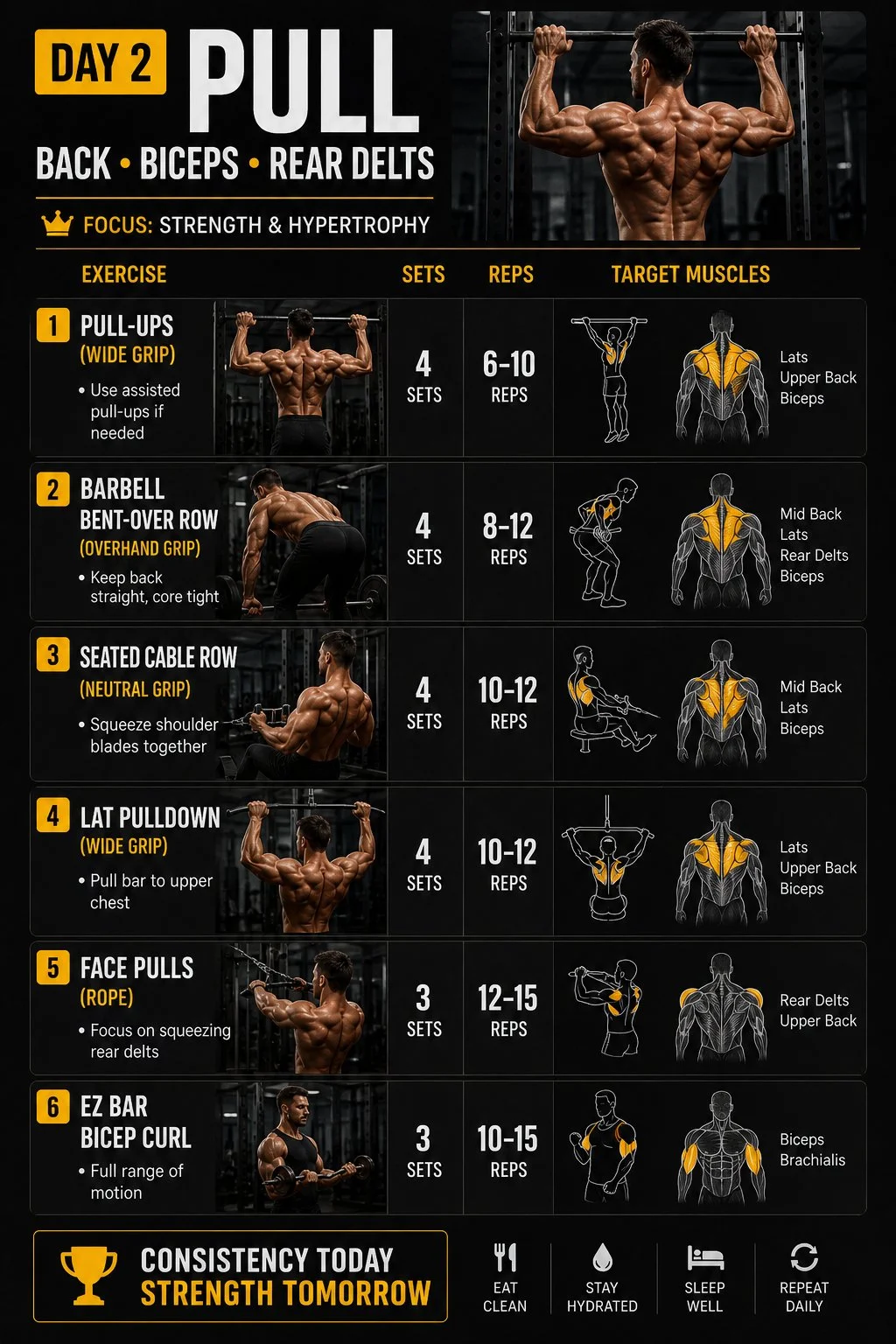 Day 2.Pull day workout split
