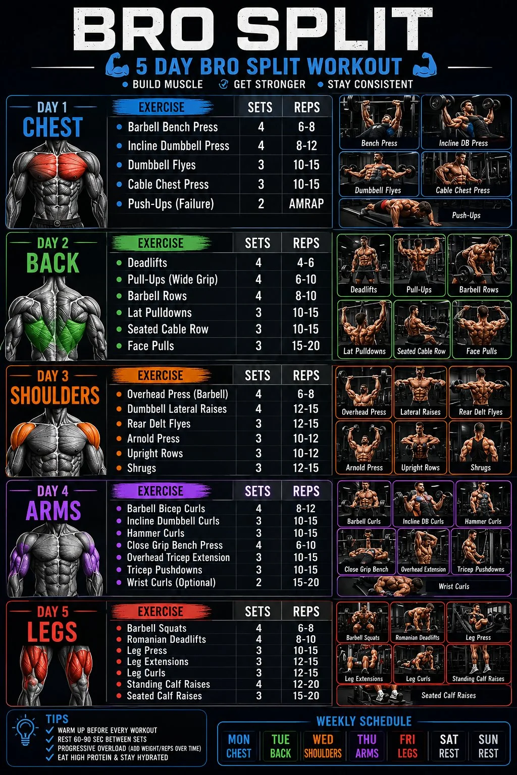 5-day workout split plan for effective fitness training