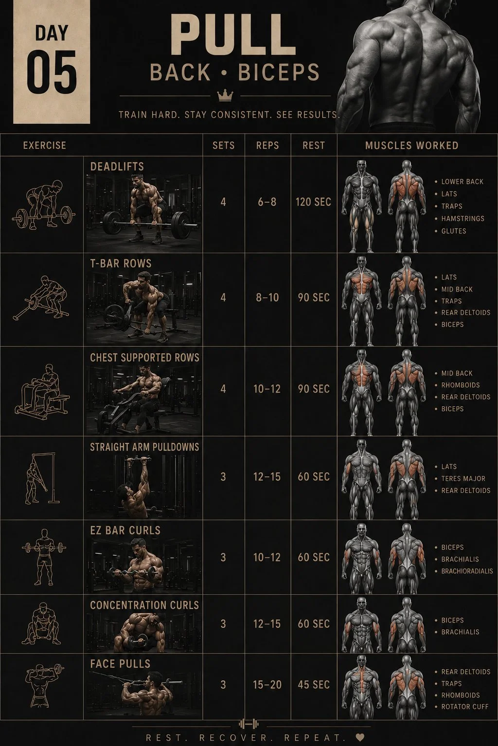 Person performing a pull workout for strength training